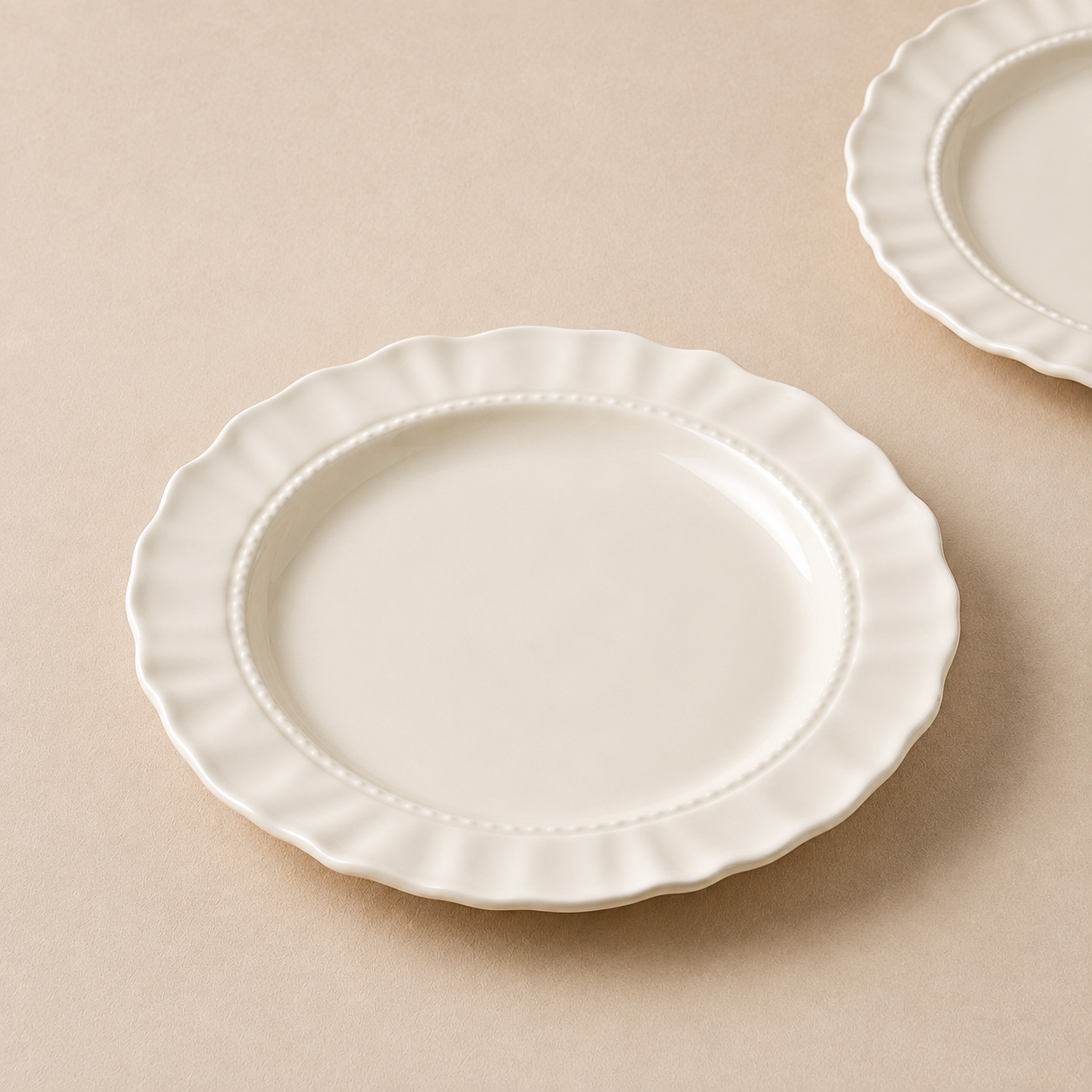 Vintage Scalloped Ceramic Dinner Plate