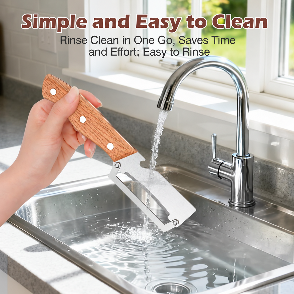 🔪Stainless Steel Sharp Peeler with Wooden Non-Slip Ergonomic Handle, Built-In Bottle Opener, Long-Lasting Construction for Fruits & Vegetables, Essential Kitchen Tool