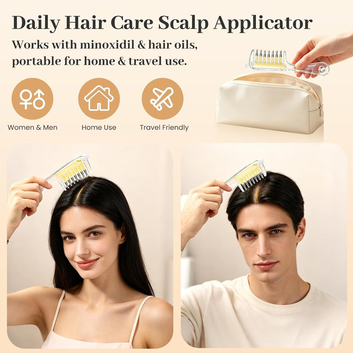 💆Scalp Oil Applicator Comb, Precision Hair Treatment Bottle for Root Application, Scalp Massage Brush for Hair Oils, Serums and Liquid Hair Care Products