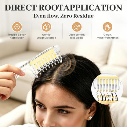 💆Scalp Oil Applicator Comb, Precision Hair Treatment Bottle for Root Application, Scalp Massage Brush for Hair Oils, Serums and Liquid Hair Care Products