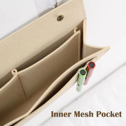 Bedside Caddy, 5 Pockets Felt Bedside Storage Organizer, Hanging Storage Organizer for Home Bedroom Living Room College Dorm Bed Water Bottles, Magazines, Phone, Glasses