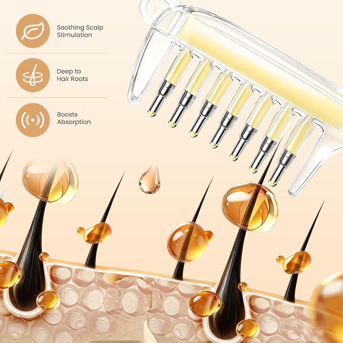 💆Scalp Oil Applicator Comb, Precision Hair Treatment Bottle for Root Application, Scalp Massage Brush for Hair Oils, Serums and Liquid Hair Care Products