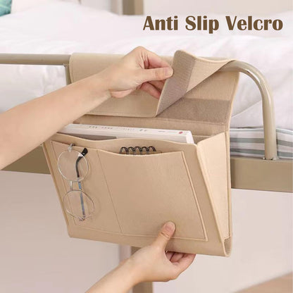 Bedside Caddy, 5 Pockets Felt Bedside Storage Organizer, Hanging Storage Organizer for Home Bedroom Living Room College Dorm Bed Water Bottles, Magazines, Phone, Glasses