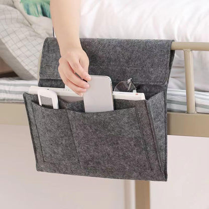 Bedside Caddy, 5 Pockets Felt Bedside Storage Organizer, Hanging Storage Organizer for Home Bedroom Living Room College Dorm Bed Water Bottles, Magazines, Phone, Glasses