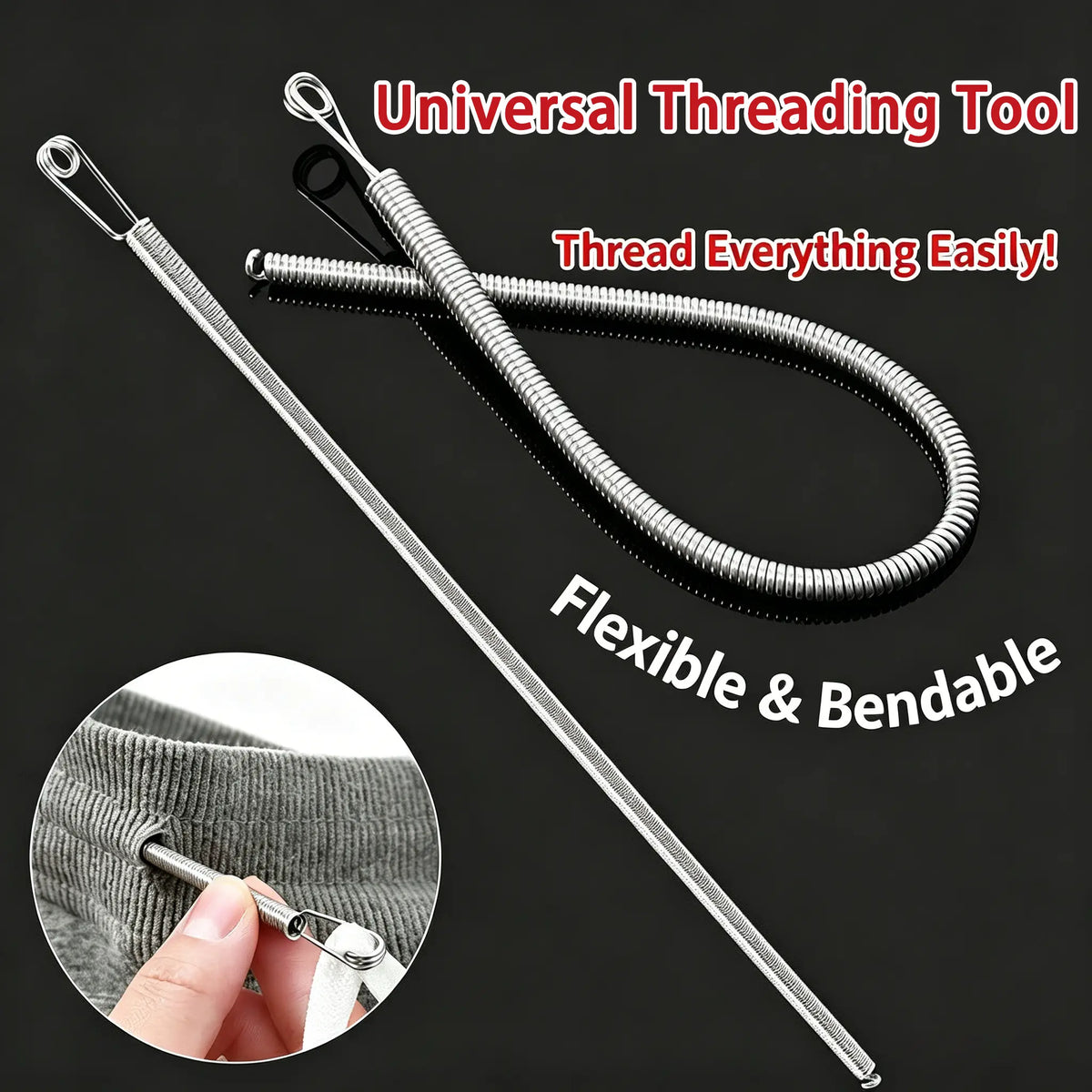 Spring Drawstring Needle Threader,DIY Rope Threader Clip,Drawstrings Replacement with Easy Threaders,Drawstring Threader Tool Set,for Drawstring Replacement for Hoodies,Pants