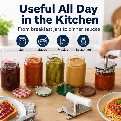 💥Adjustable Bottle & Jar Opener, Easy-Grip Stainless Steel Kitchen Opening Tool for 1–4 Inch Lids
