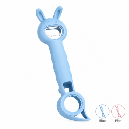 🐰4‑in‑1 Multi‑Function Bottle & Jar Opener, Bunny‑Shaped Kitchen Gadget, Easy‑Grip Tool for Tight Jar, Bottle, Twist‑Cap and Pull‑Tab Cans