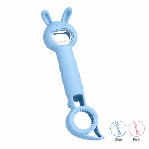 🐰4‑in‑1 Multi‑Function Bottle & Jar Opener, Bunny‑Shaped Kitchen Gadget, Easy‑Grip Tool for Tight Jar, Bottle, Twist‑Cap and Pull‑Tab Cans