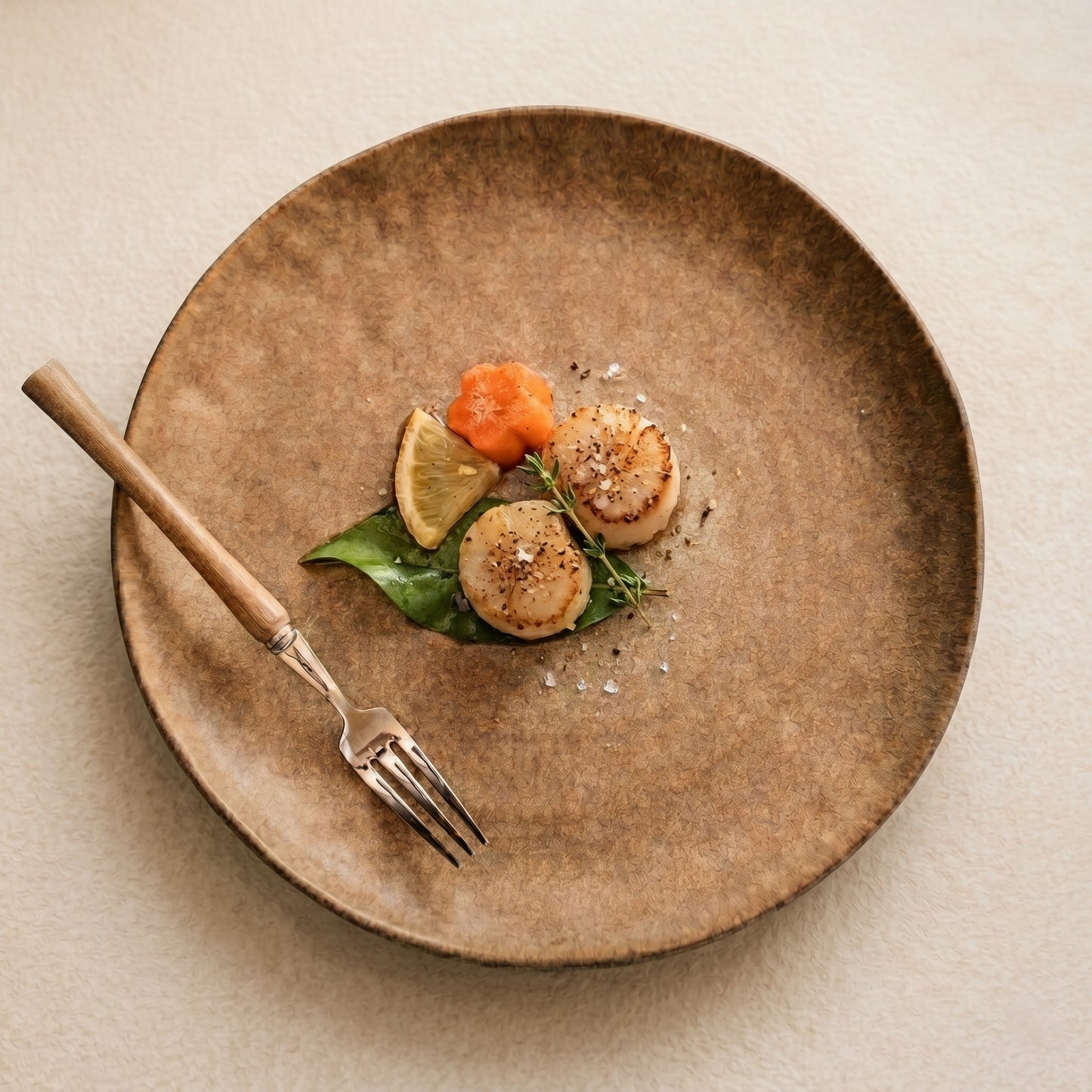 8.5-Inch Vintage Matte Ceramic Shallow Plate