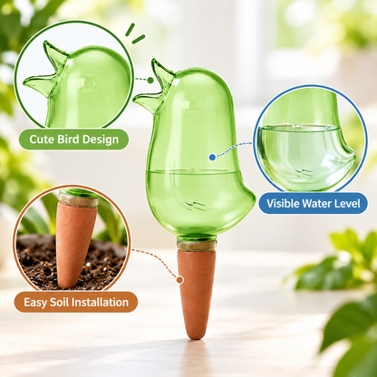 Bird Plant Watering Spike, Automatic Self Watering System with Visible Water Level, Slow Release Watering Device for Indoor Plants, Terracotta Irrigation Stake for Houseplants and Garden Pots
