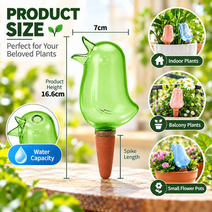 Bird Plant Watering Spike, Automatic Self Watering System with Visible Water Level, Slow Release Watering Device for Indoor Plants, Terracotta Irrigation Stake for Houseplants and Garden Pots