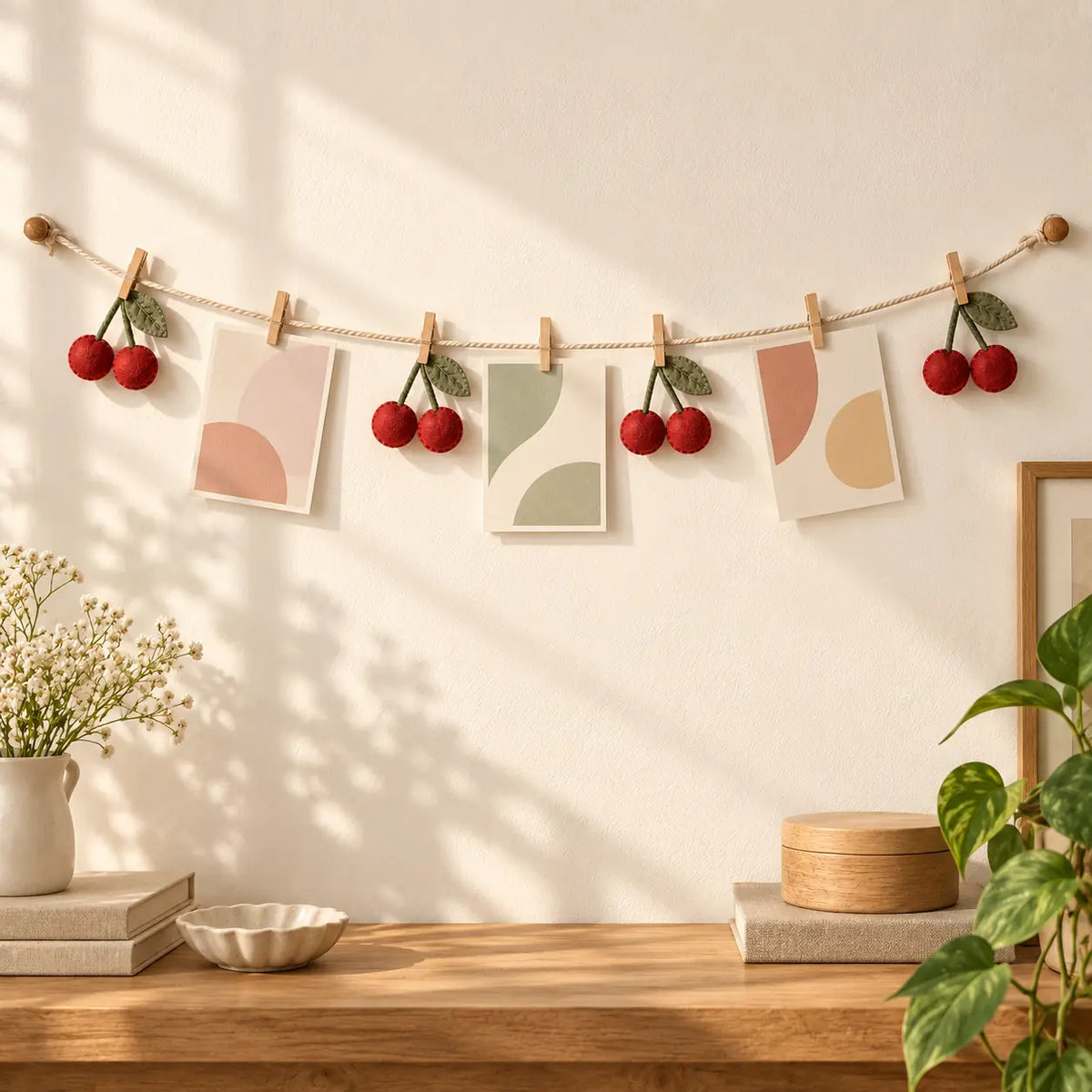 Cherry Dot Photo Garland with abstract cards
