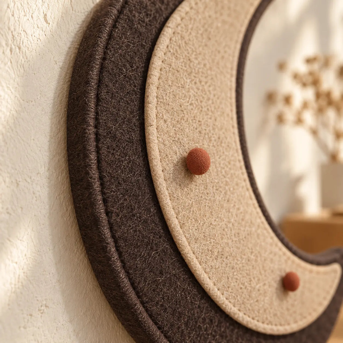 Crescent Pinboard layered felt and cork detail