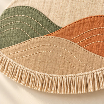 Meadow Arc layered fabric and fringe detail