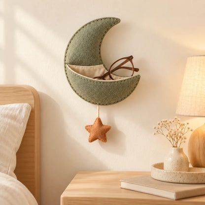 Moon Pocket Bedside Hanger above a nightstand
