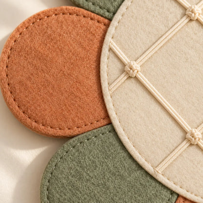 Petal Grid felt edge and cotton grid detail