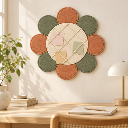 Petal Grid Felt Board above a creative desk