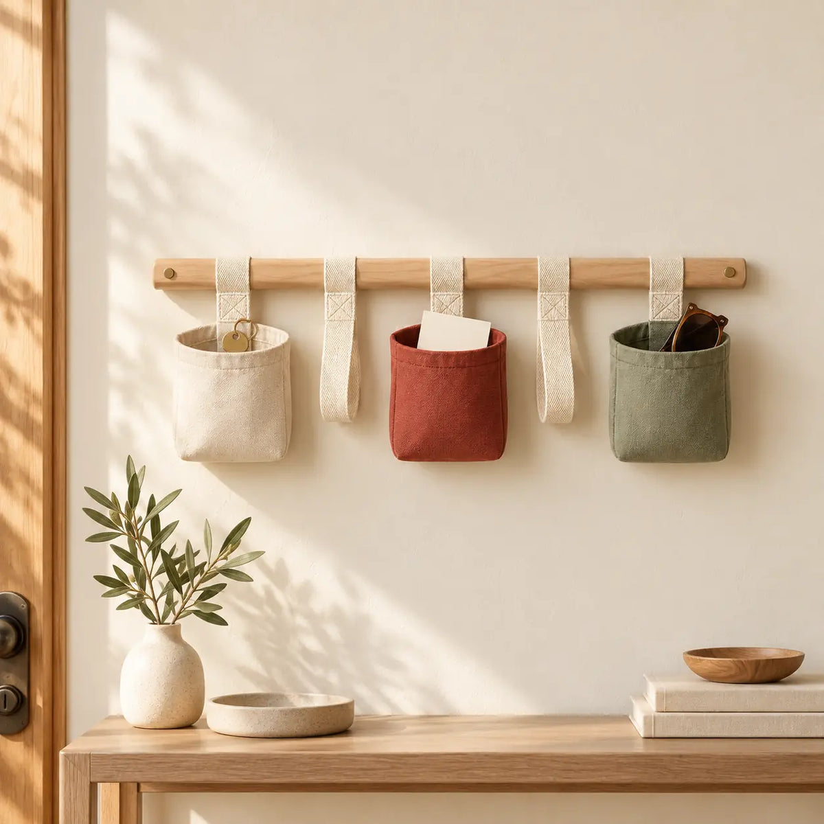 Ribbon Rail Entry Organizer in an entryway