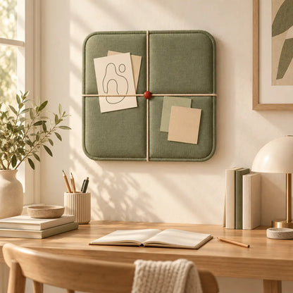 Sage Window Note Board above a reading desk