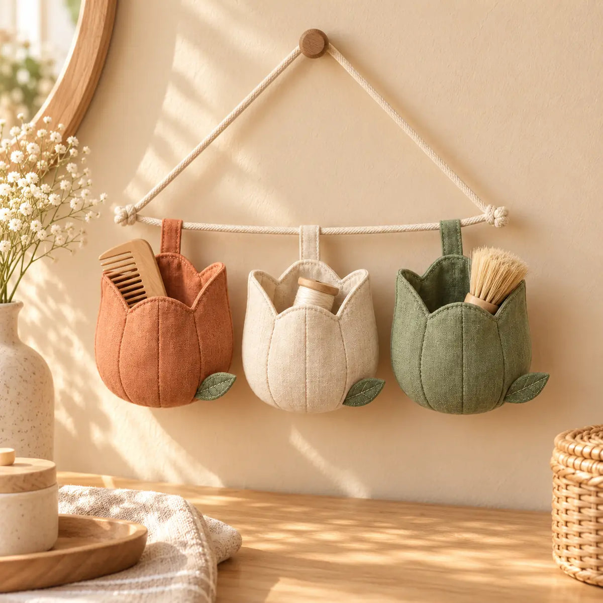 Tulip Trio Fabric Caddies in a creative corner