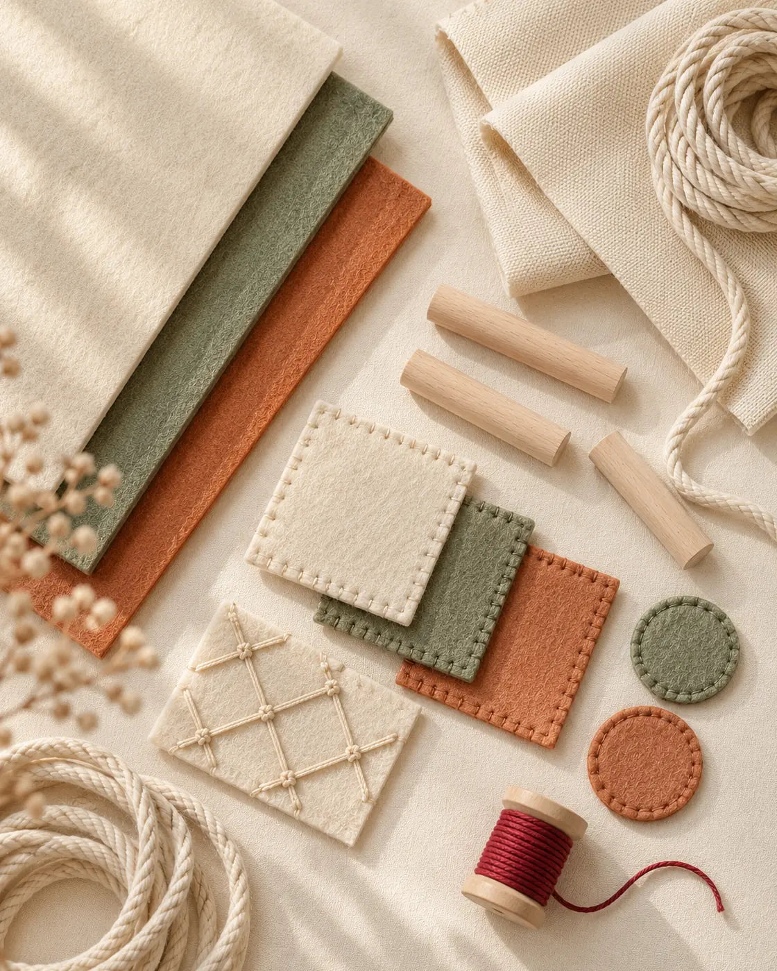 Felt cotton and stitch material study
